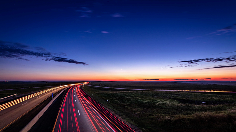 Blurred lights on road at night time