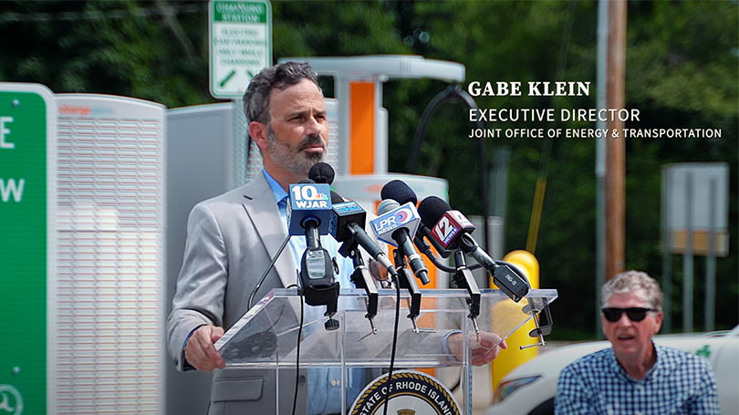 Gabe Klein speaking at Rhode Island NEVI station opening