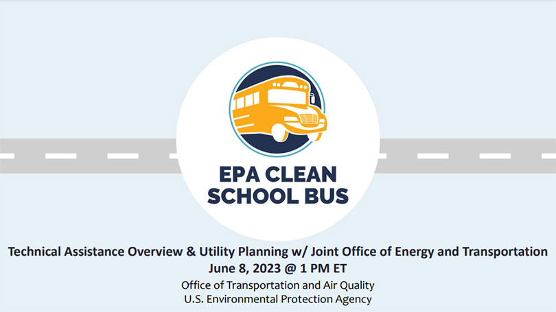 Clean School Bus Utility Technical Assistance Presentation opening slide.