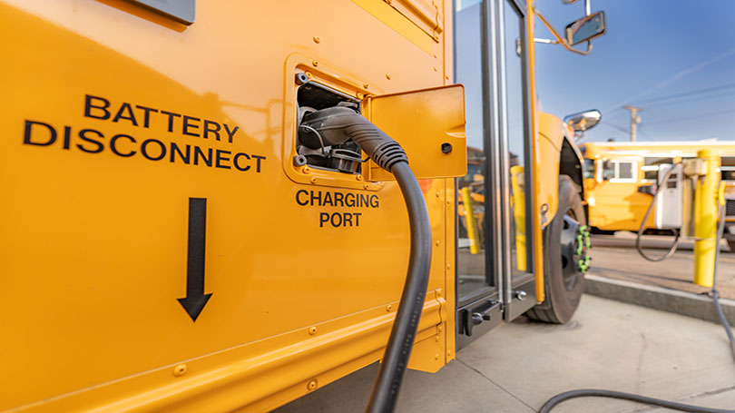 Electric school bus charging.